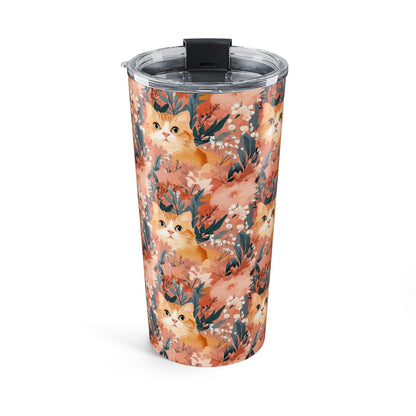 Cat Tumbler 20oz – Floral Cat Print Insulated Tumbler