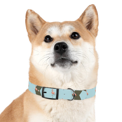 Flamingo Personalized Blue Dog Collar