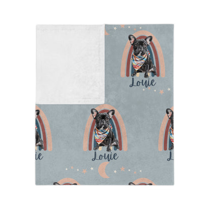 French Bulldog Watercolour Personalized Name Minky Blanket