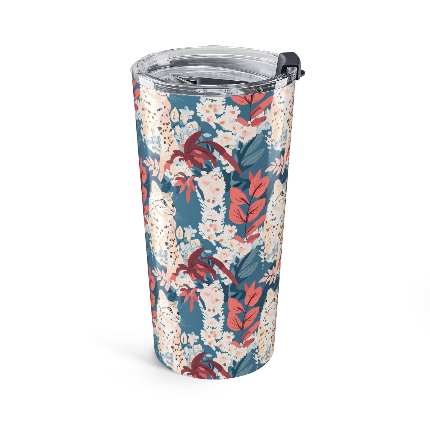 Cat Tumbler 20oz – Floral Cat Print Insulated Tumbler