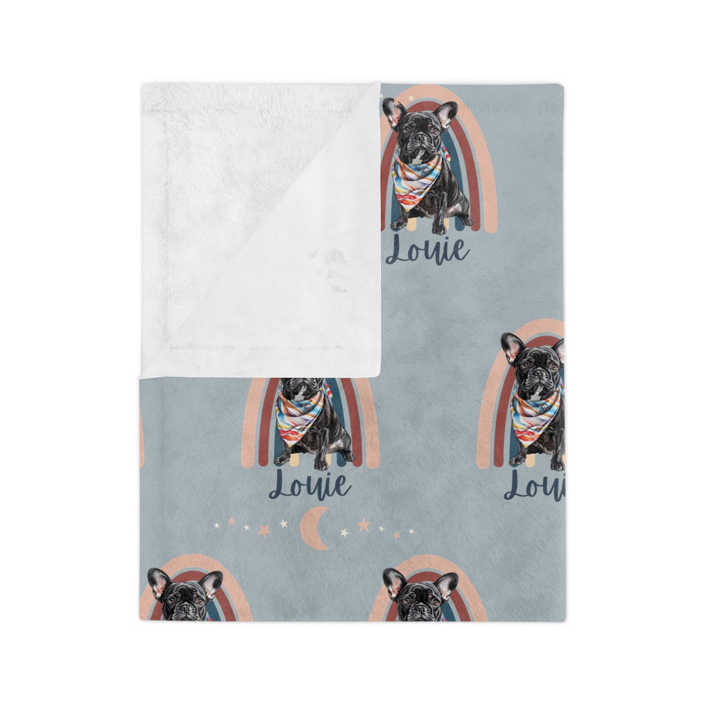 French Bulldog Watercolour Personalized Name Minky Blanket