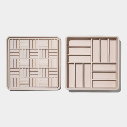 3-in-1 parquet slow feeder bowl - sand