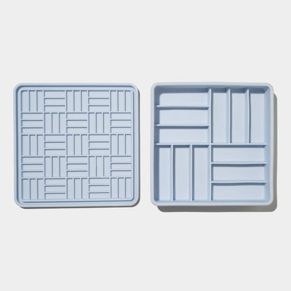 3-in-1 parquet slow feeder bowl - sky