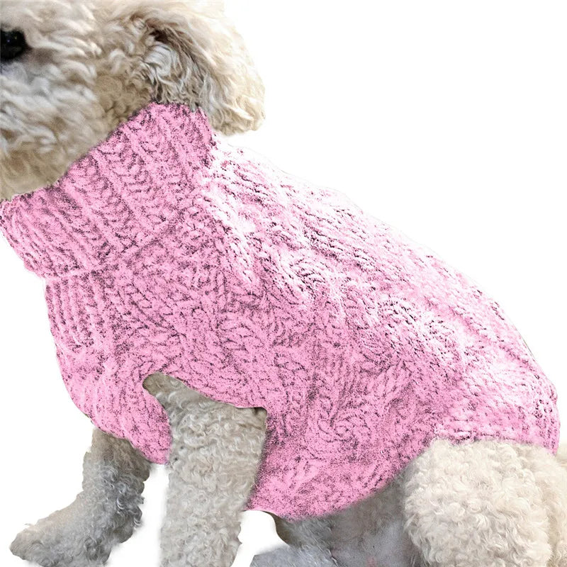 Winter Warm Cable Knit Dog Sweater