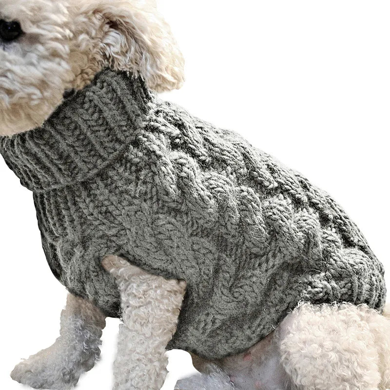 Winter Warm Cable Knit Dog Sweater