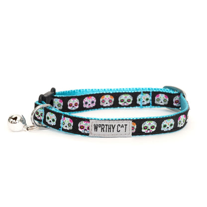 Skeleton Print Cat Collar with Bell