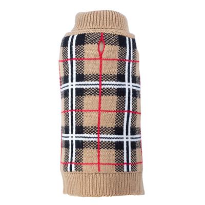 Beige Plaid Dog Sweater