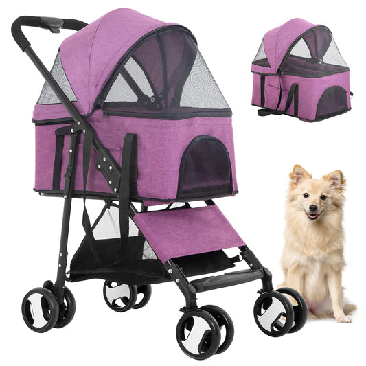 Pet Stroller Premium 3-in-1 Multifunction Dog Cat Jogger Stroller | Detachable Carrier