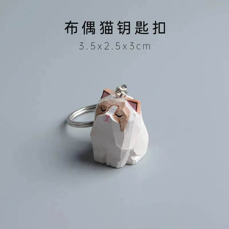 Creative Decorative Hand carved wooden Cat Trinkets Ornaments