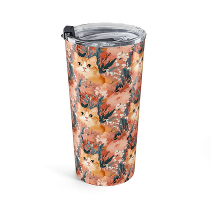 Cat Tumbler 20oz – Floral Cat Print Insulated Tumbler