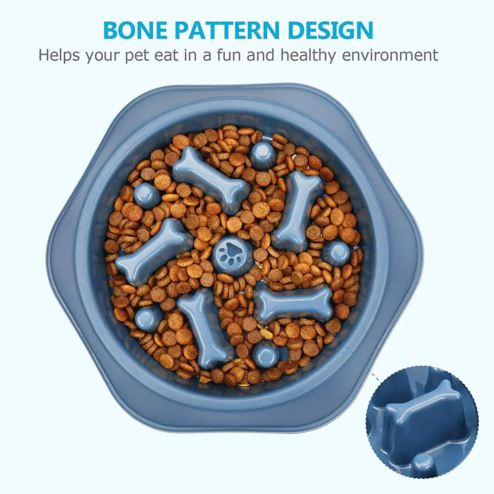 blue slow feeder pet bowl
