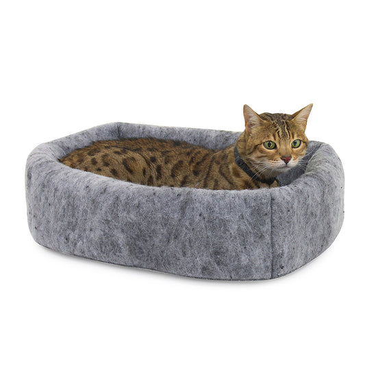 Grey Fuzzy Cat Bed