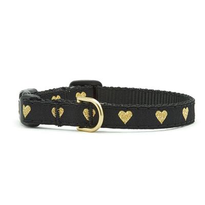 black collar for cats with gold hearts