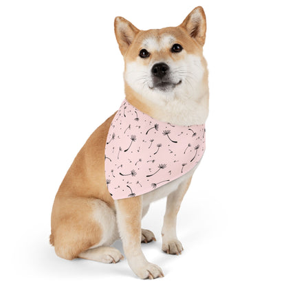 Pink Dog Bandana with name - Blush Pink Whimsical Dandelion Design