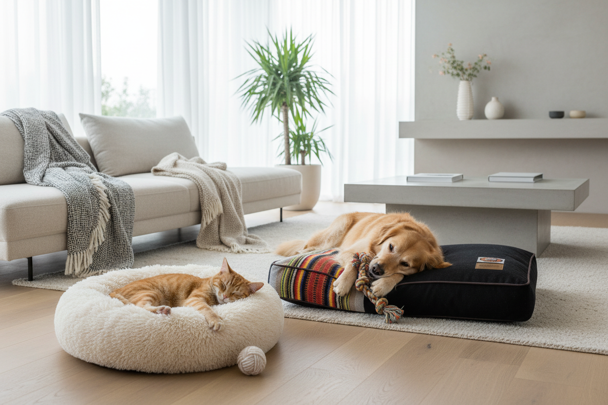 Playful luxury hero banner with pet beds