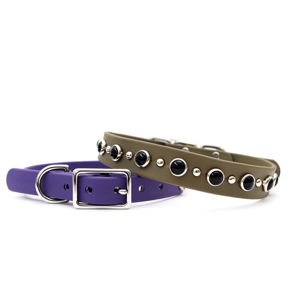 waterproof dog collar with black and silver studs