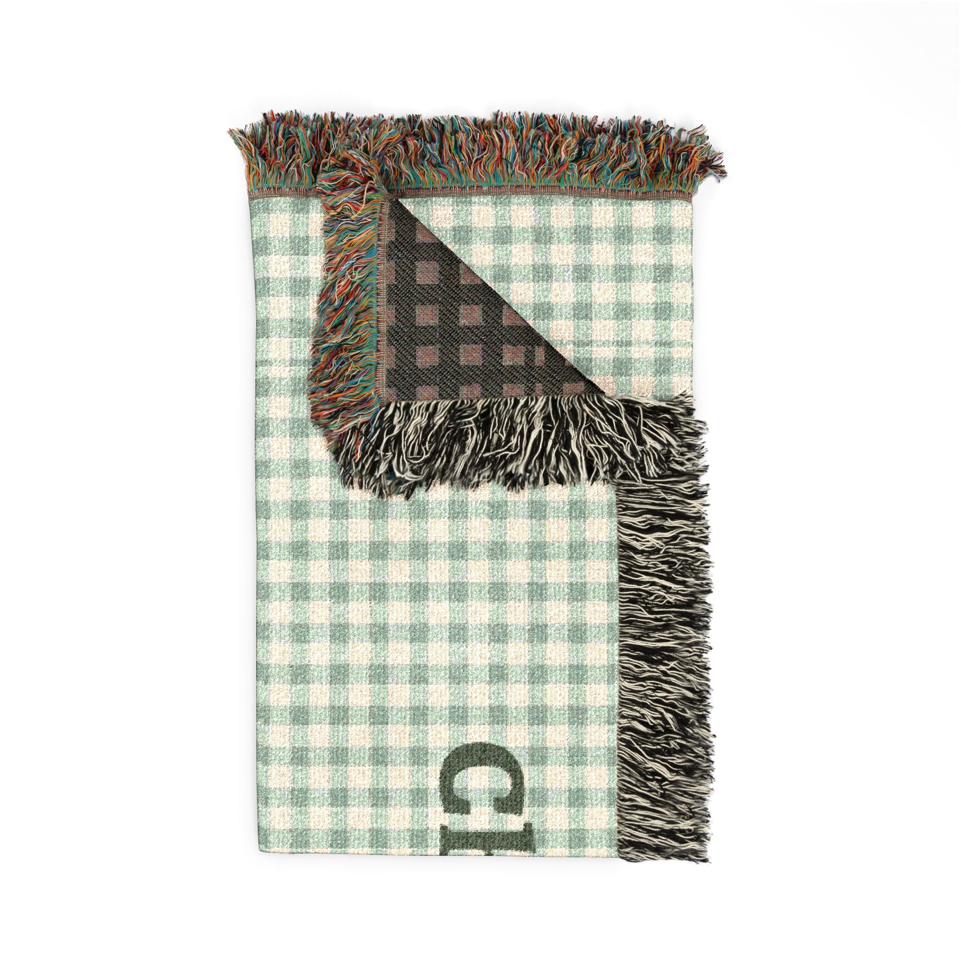 Textile with fringed edges on a white background